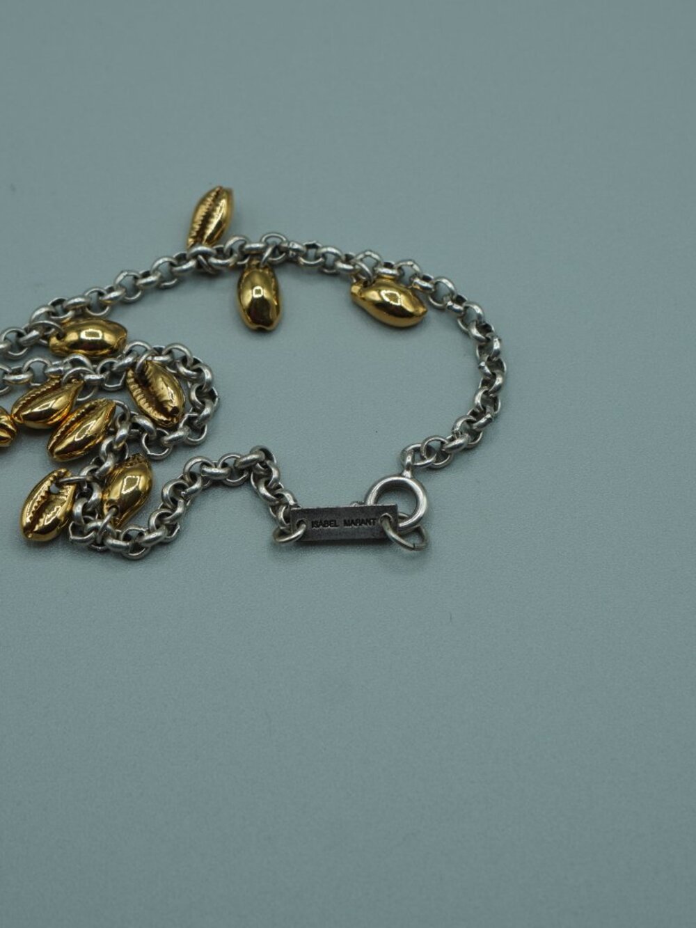 Isabel Marant Cowrie Shell Charm Choker Necklace Gold Silver Tone Coastal Boho - Picture 5 of 6